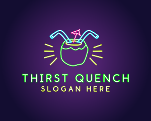 Neon Coconut Drink  logo design