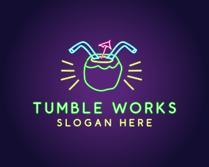 Neon Coconut Drink  logo design