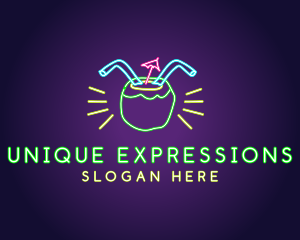 Neon Coconut Drink  logo design