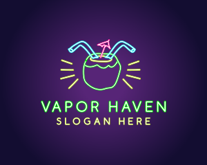 Neon Coconut Drink  logo design