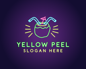 Neon Coconut Drink  logo design