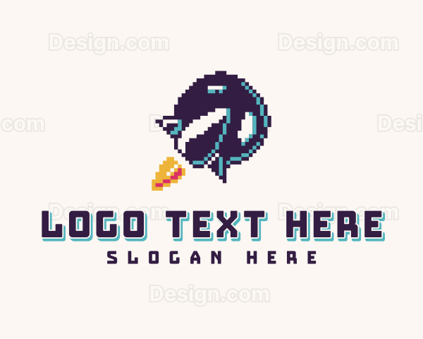 Pixelated Rocket Spaceship Logo