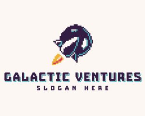 Pixelated Rocket Spaceship logo