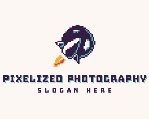 Pixelated Rocket Spaceship logo design