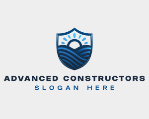 Shield Ocean Sunrise logo design