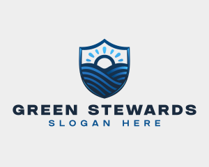 Shield Ocean Sunrise logo design