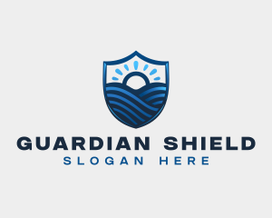 Shield Ocean Sunrise logo design