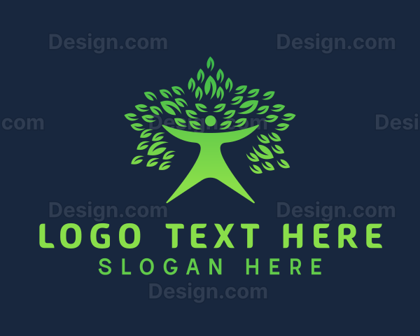 Green Leaf Tree Human Logo