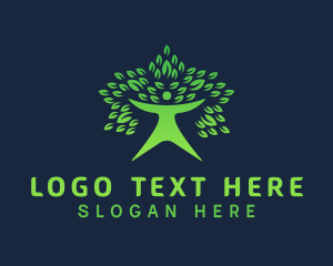 Green Leaf Tree Human logo