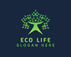 Green Leaf Tree Human logo design