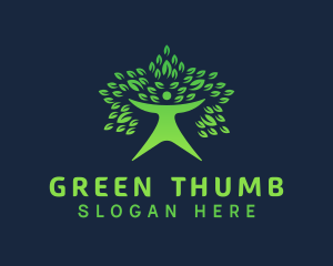 Green Leaf Tree Human logo design