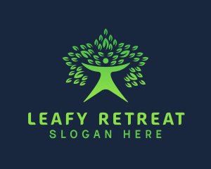 Green Leaf Tree Human logo design