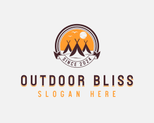 Outdoor Tent Sunset logo design