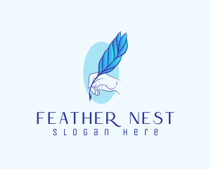 Handwriting Quill Feather logo design