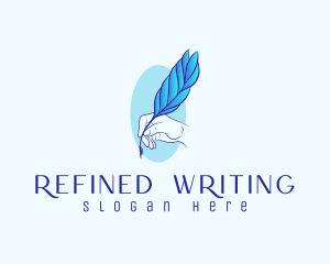 Handwriting Quill Feather logo design