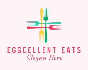 Meal Fork Cross logo design