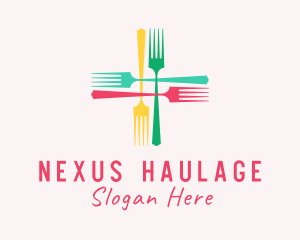 Meal Fork Cross logo design