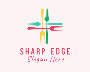 Meal Fork Cross logo design