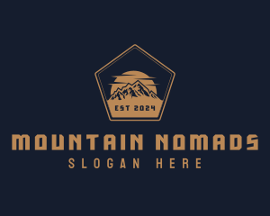 Pentagon Travel Mountain logo design