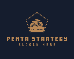 Pentagon Travel Mountain logo design