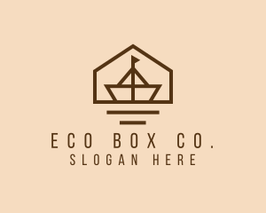 Paper Boat Sailing logo design