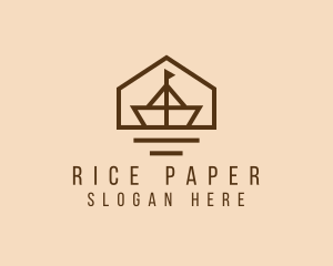 Paper Boat Sailing logo design