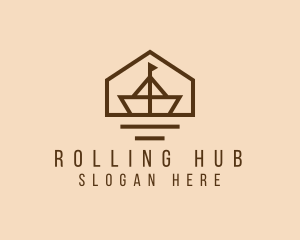 Paper Boat Sailing logo design