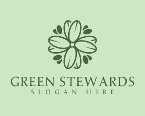 Green Floral Wellness logo design