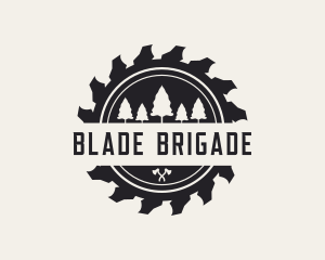 Saw Blade Tree Lumberjack logo design