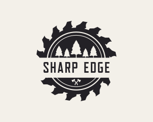 Saw Blade Tree Lumberjack logo design