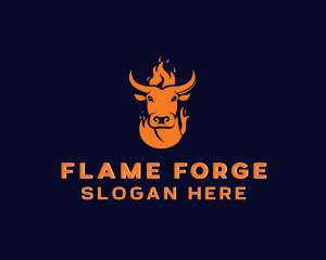 Beef Barbecue Fire logo design