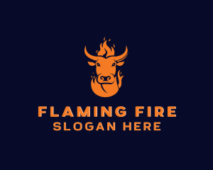 Beef Barbecue Fire logo design