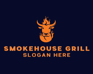 Beef Barbecue Fire logo design