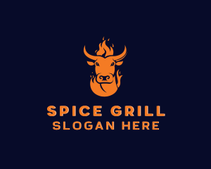 Beef Barbecue Fire logo design