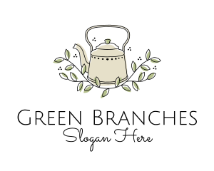 Leaf Branch Kettle Teahouse logo design