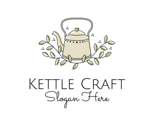 Leaf Branch Kettle Teahouse logo design