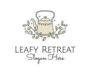 Leaf Branch Kettle Teahouse logo design