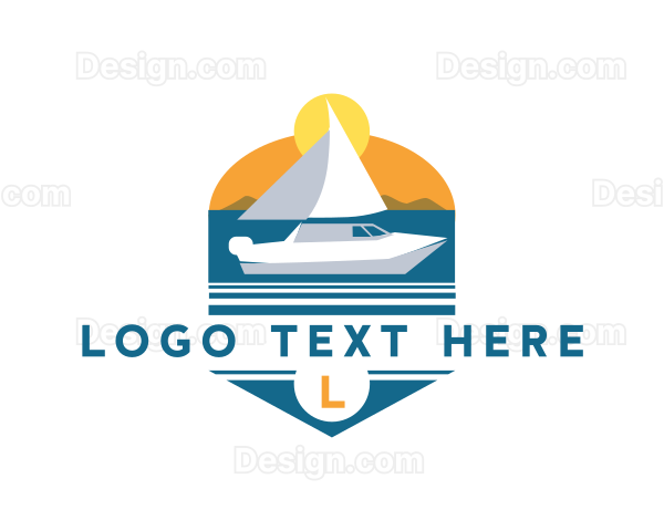 Yacht Vacation Sunset Logo