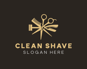 Grooming Scissors Shave Comb logo design