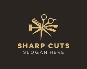 Grooming Scissors Shave Comb logo design