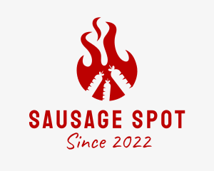 Fire Sausage Barbecue  logo design