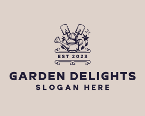 Watering Can Shovel Plant logo design