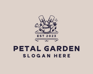 Watering Can Shovel Plant logo design