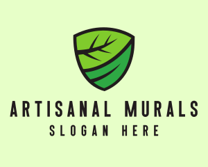 Organic Leaf Shield logo design