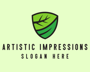 Organic Leaf Shield logo design