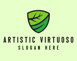 Organic Leaf Shield logo design