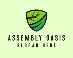 Organic Leaf Shield logo design