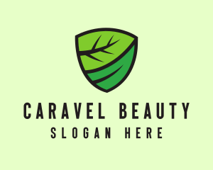 Organic Leaf Shield logo design