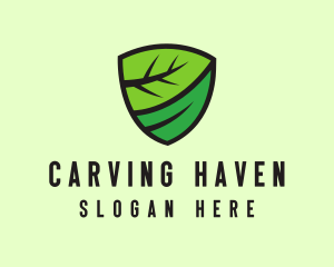 Organic Leaf Shield logo design