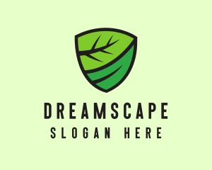 Organic Leaf Shield logo design